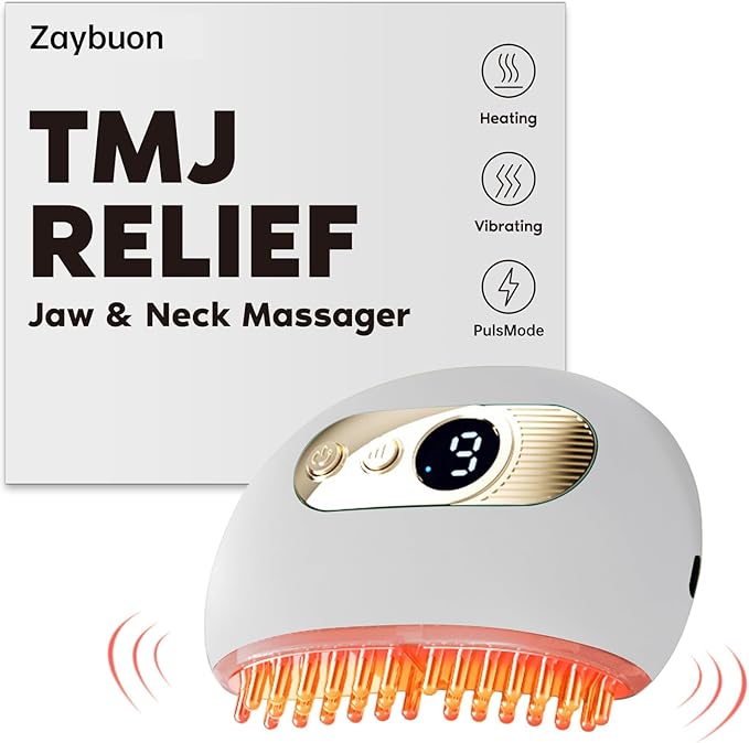 TMJ Relief Products Jaw TMJ Relief Massager Vibration and Heating Ergonomic Multi-Needle Design TMJ Massage Tool Effective Jaw &amp Neck Pain Grinding and Clenching Teeth Relief White