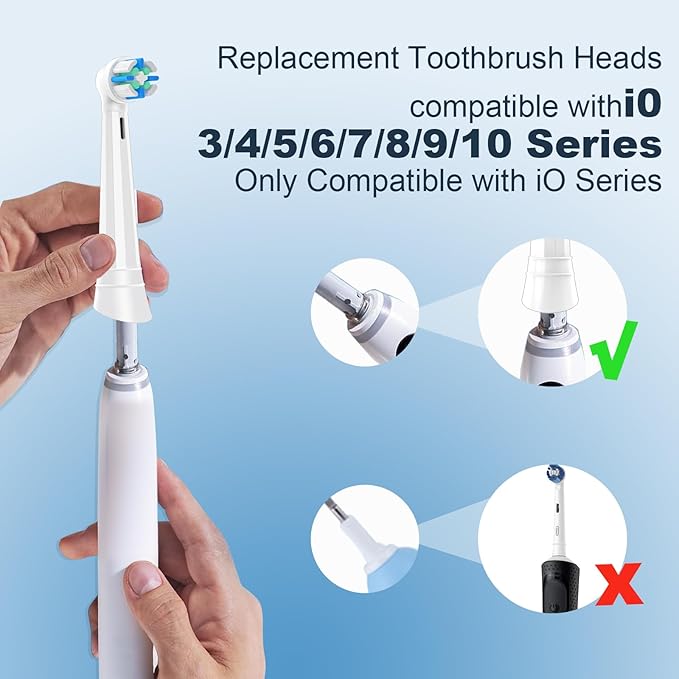 10PACK Replacement Toothbrush Heads Compatible with Oral B iO Series 2/3/4/5/6/7/8/9/10 Electric ToothbrushRound Brush Heads for Gentle Gum Care &amp Deep CleaningWhite