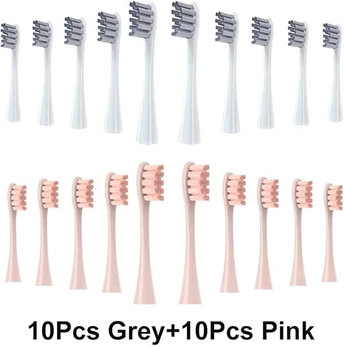 for Toothbrush Soft Bristle X/X PRO/ Z1 Brushes Replaceable Brush Head Replacement(10 Grey 10 Pink)