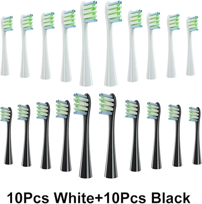 for Toothbrush Soft Bristle X/X PRO/ Z1 Brushes Replaceable Brush Head Replacement(10 White 10 Black)