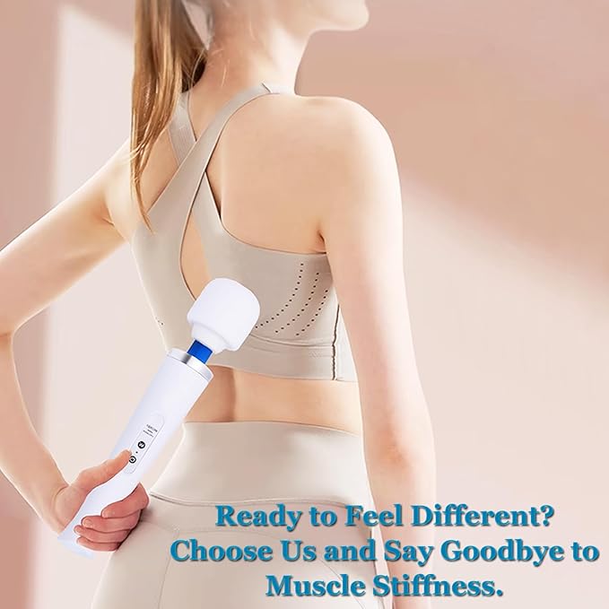 Wand Massager for Women - Cordless High-Frequency Handheld Body Massager with 10 Rhythmic Modes - Ergonomic Back &amp Shoulder Tension Relief - Splash-Proof Personal Wellness Essential(White)