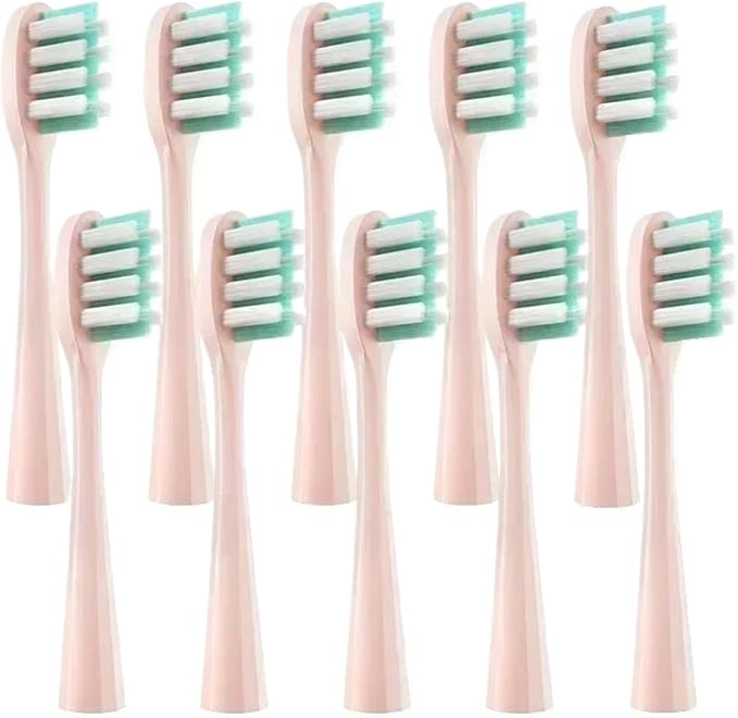 10pcs ReplacementCompatible for Y1/U1/U2 Toothbrush Heads Tooth Clean Brush Nozzles(10PinkGreenF)