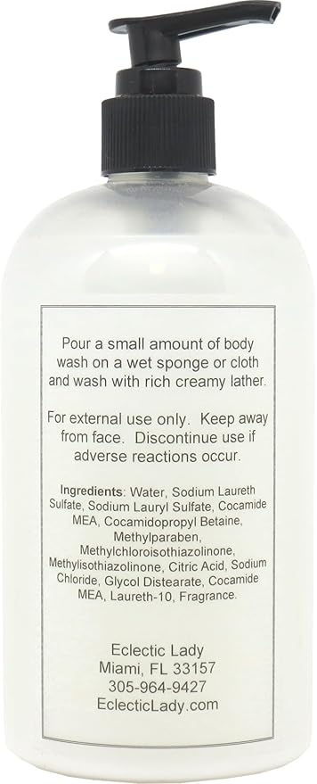 Eclectic Lady Liquid Pearl Body Wash - Cherry Blossom Scent 3-in-1 Use For Bubble Bath Hand Soap &amp Body Wash Phthalate-Free Cherry Blossom Fragrance Handcrafted in USA (16 oz)