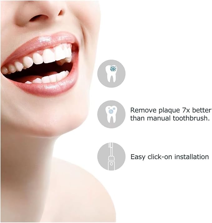 12pcs Replacement Toothbrush Heads with CapsCompatible for D01B(White B)