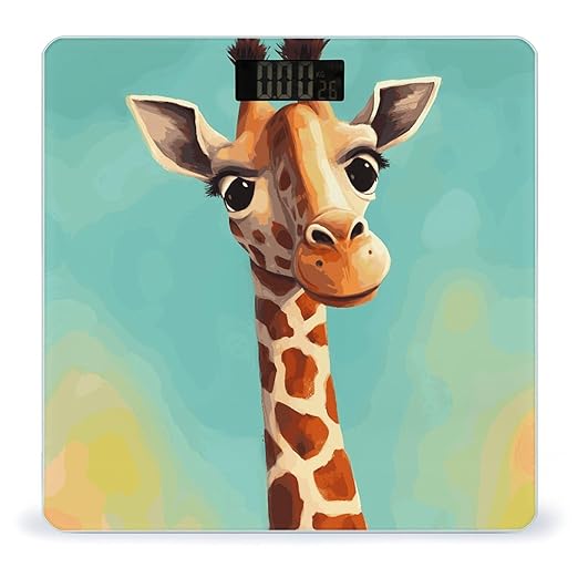 Funny Giraffe Art Weight Scale Digital Electronic Scales Bathroom Scale Larg LCD Backlight Display High Precision MeasurementsTempered Glass