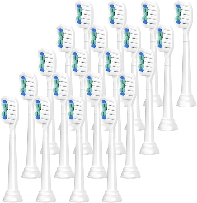 Compatible for Philips Sonicare Toothbrush Heads 4/8/12/20 PCS Replacement Bristle Heads(White-20 Pcs)