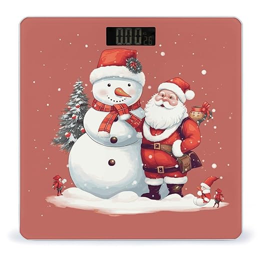 Digital Bathroom Scale for Body Weight Scale with Bright LCD Display High Accuracy Step-On Technology Auto On/Off Santa Claus Snowman Digital Scales 400 Lbs /180kg