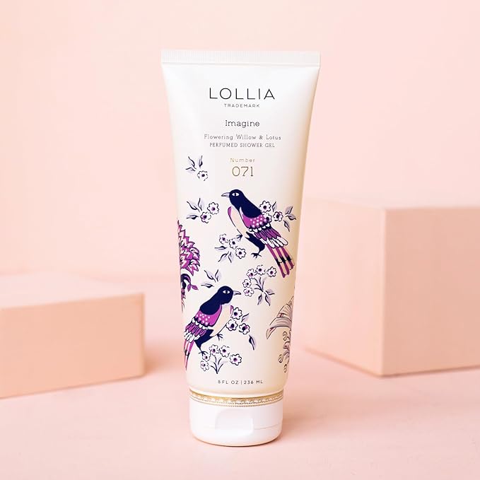 LOLLIA Imagine Shower Gel 8 fl. oz. – Flowering Willow &amp Lotus – Scented Shower Gel Body Wash Shea Butter Body Wash Bath Wash for Women