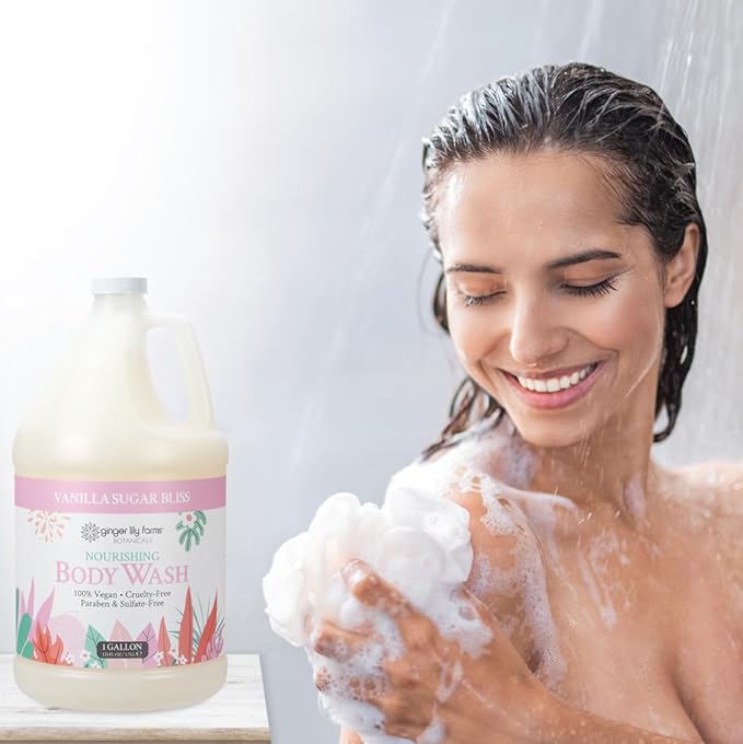 Ginger Lily Farms Botanicals Nourishing Body Wash 100% Vegan &amp Cruelty-Free Vanilla Sugar Bliss Scent 1 Gallon (Pack of 4)