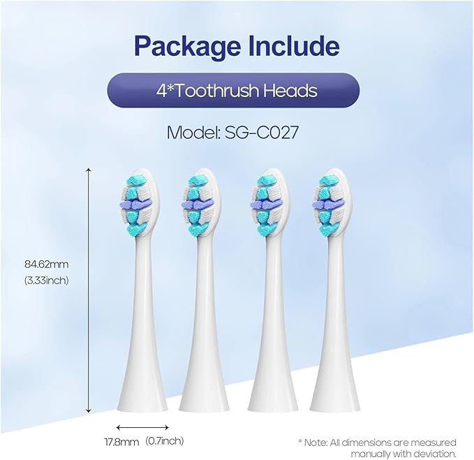Electric Toothbrush Heads 12 PCS Compatible for Adults 5 Modes Pressure Sensor IPX7 Waterproof with Holder C027(SG-C027-12PCS Blue)