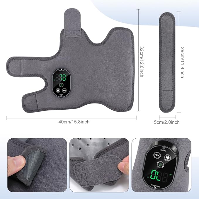 Ankle Massager3-in-1 Wearable Hot &amp Vibration Massager for Feet Ankles and Arms | Reusable Heating Pad Brace for Home Recovery (Grey)
