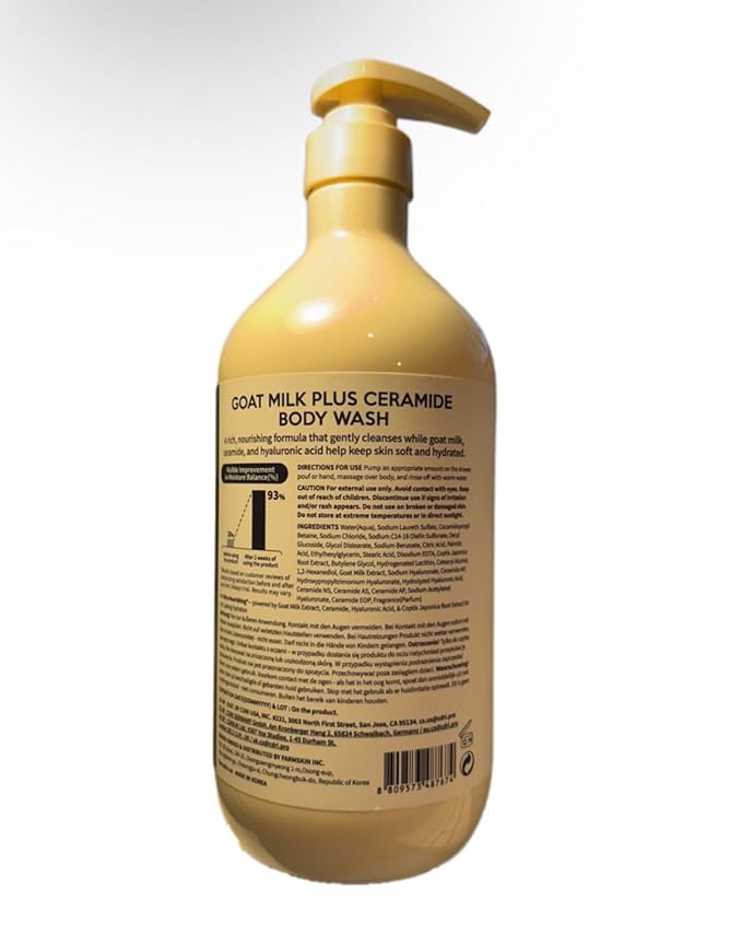 GOAT MILK CERAMIDE BODY WASH Made In Korea (Pack Of 1) 1000ML/ 33.81Fl. Oz.