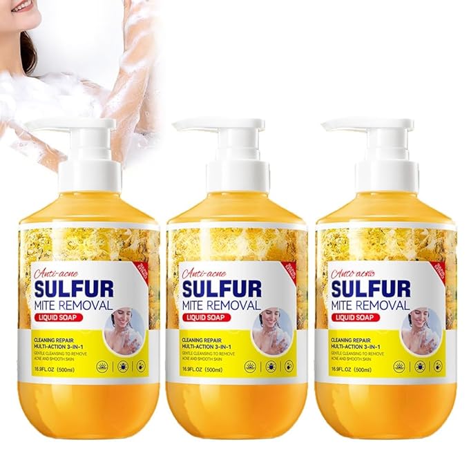 Shower Gel And Refreshing Soothes Deep Clean Gentle Daily Body Clean Sulfur Soap Liquid Shower Gel Full Body Care For Men And Women (16.9Fl.Oz/500Ml) (3 Packs)