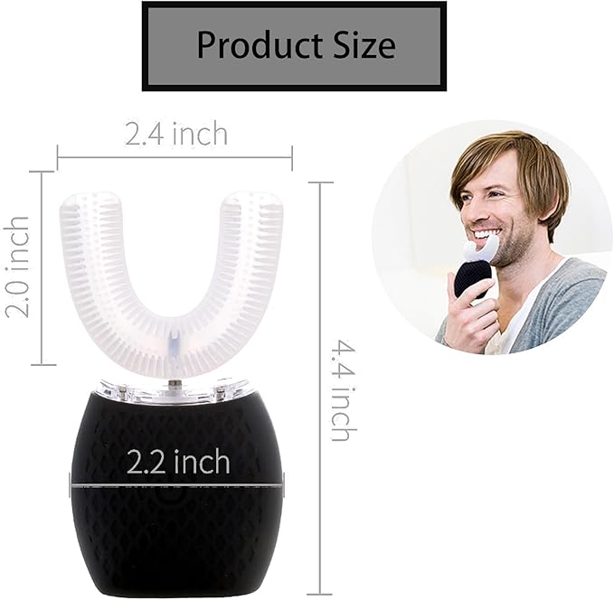 Ultrasonic Toothbrush for Adults - Automatic Electric Toothbrush with Soft Bristles Waterproof &amp Washable Rechargeable Portable Design with Wireless Charging 30'' Timer for Travel &amp Home Use (