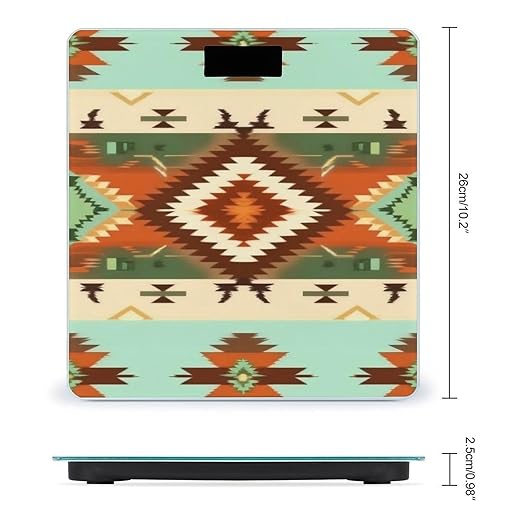 Smart Scale for Body Weight Automatic Switch Digital Bathroom Weighing Scale Ethnic Geometric Pattern Mexican Tribal