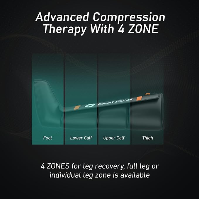 QUINEAR Professional Leg Recovery System Cordless Air Compression Boots with Sequential Compression Leg and Foot Massager Fast Recovery Therapy for Athletes FSA-HSA Eligible (Large)