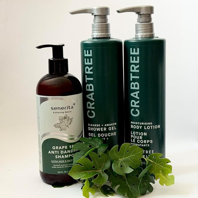 Crab tree Body Lotion 443ml Shower Gel 443ml with FREE Senerita Grape Seed  Sage Shampoo 400ml 3 Piece Set Bundle.