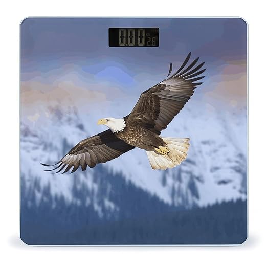 Bald Eagle Flying Scale with LCD Precision Weighing Scales Sturdy Tempered Glass Weight Scales Easy-to-Read Anti-Slip Weight Digital Bathroom Scale for Daily