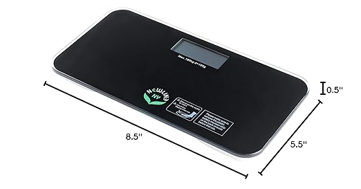 NewlineNY SBB0718M-NYBK Step-On Mini Travel Bathroom Scale Cool Black