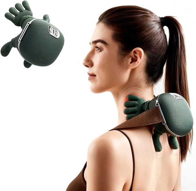 Neck Massager with Heat Neck Massager for Pain Relief Deep Tissue Shiatsu Shoulder and Back Massager with 3 Modes &amp 2 Heat Levels Portable and Rechargeable Relax Muscle Tension (Green)