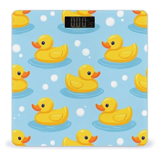 Women's Fashion Automatic Switch Digital Bathroom Weighing Scale Smart Scale Yellow Rubber Duck Print