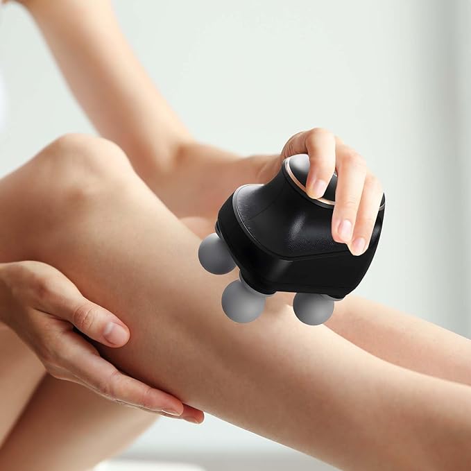 2025 New 4-Head Deep Tissue Electric Percussion Massager for Muscle Relaxation - 5 Adjustable Levels Rechargeable Vibration Massage Device for Neck Back Shoulder Leg (White)