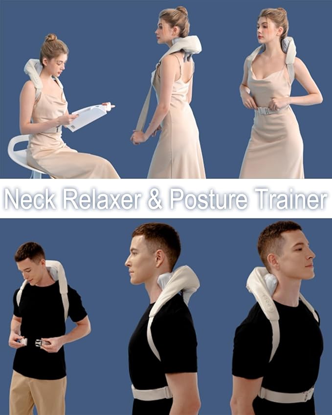 Luxe Massager for Neck Shoulder and Back Muscle Relaxer Device and Posture Trainer with Heat for Pain Relief Electric Massager Pillow Ideal Gifts