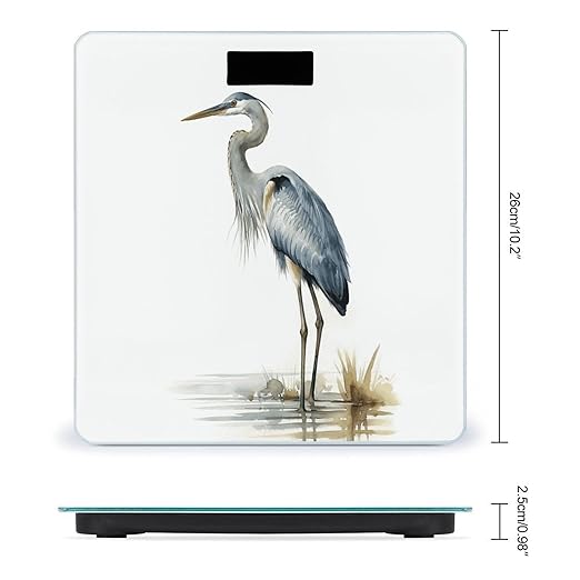 Digital Bathroom Scale for Body Weight Scale with Bright LCD Display High Accuracy Step-On Technology Auto On/Off Long-beaked Heron Digital Scales 400 Lbs /180kg