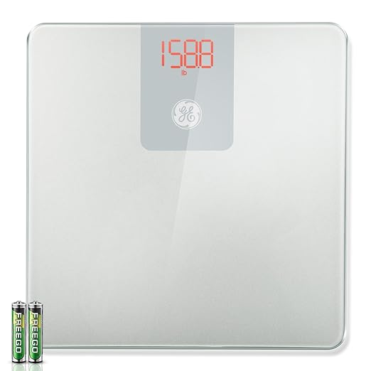 GE Digital Scale Body Weight Smart Bluetooth Bathroom Scales for Weight and BMI Accurate Body Weighing with App for People - 400lb Electronic Scale Silver Grey