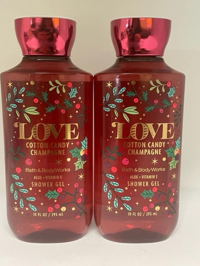 Bath and Body Works Cotton Candy Champagne Shower Gel Gift Sets 10 Oz 2 Pack (Cotton Candy Champagne)