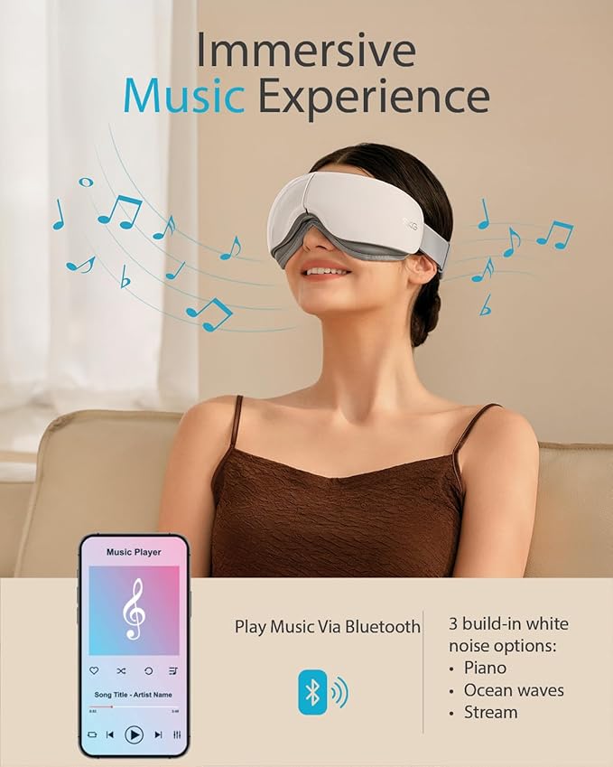SKG Heated Eye Massager with Heat &amp Compression Ultra-Quiet Eye Mask Massager for Relaxation and Eye Strain Relief Ideal Christmas Gift for Women and Men (ES500)
