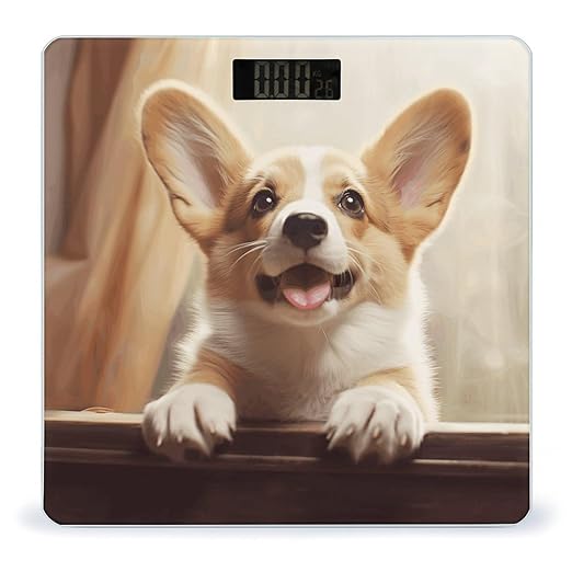 Cute Corgi Weight Scale for Body Weight Digital Bathroom Scale High Capacity Accurate Digital Weighing Scales and Easy-to-Read on Backlit LCD Display Scales