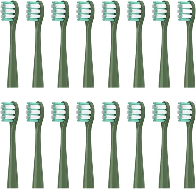 16pcs Replacement Toothbrush HeadsCompatible for ShowSee D1/D2/D3 Soft Bristles Cleaning Brush Head(16pcs Green)