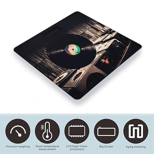 Vinyl Records Weight Scale for Body Weight Digital Bathroom Scale High Capacity Accurate Digital Weighing Scales and Easy-to-Read on Backlit LCD Display Scales