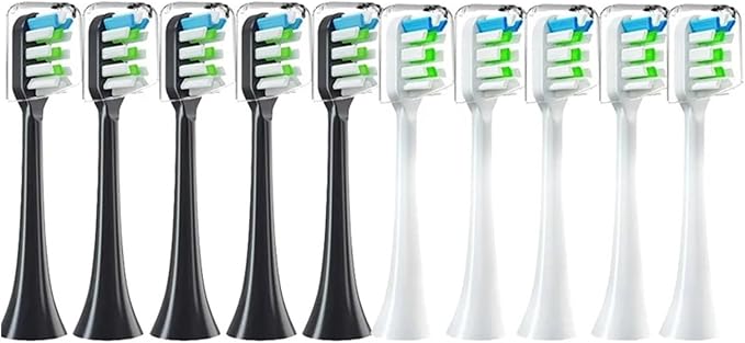 Replacement Brush Heads Compatible for X3 X5 V1 X3U 5-10pcs Bristle Electric Toothbrush Sealed Packed(5white 5black)
