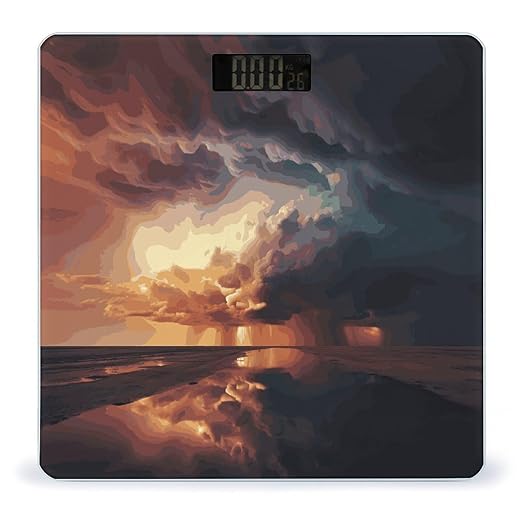 Dark Clouds Under Rainbow Weight Scale Digital Electronic Scales Bathroom Scale Larg LCD Backlight Display High Precisio MeasurementsTempered Glass