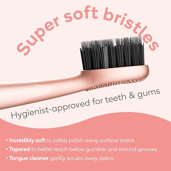 Burst Curve Sonic Electric Toothbrush for Adults (Rose Gold) | Slim Travel Brush with Cover | Ultra Soft Bristles | Up to 2 Month Rechargeable Battery | Two Modes &amp Timer