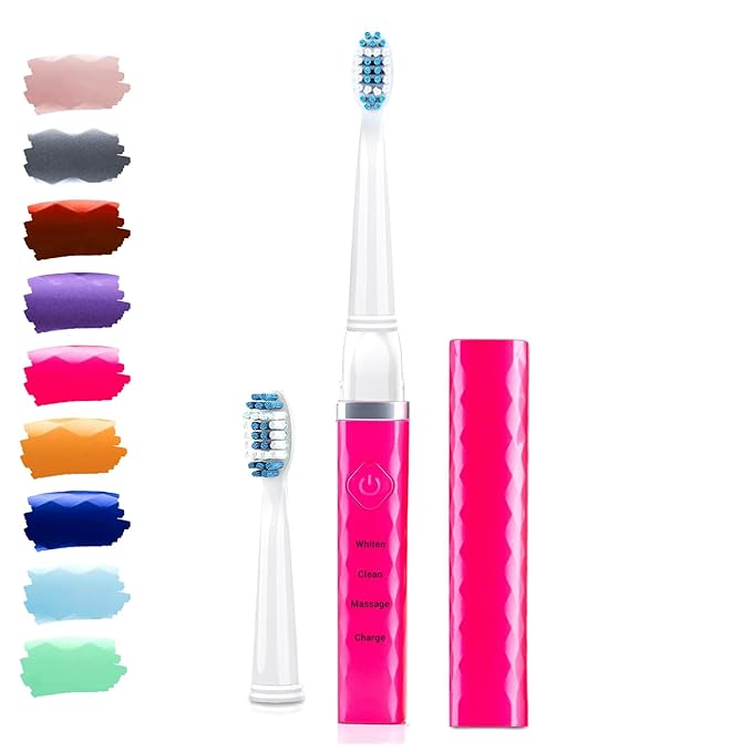 Pop Sonic USB Charge Anywhere Toothbrush (Pink) - Rechargeable Toothbrush w/Up to 40000 Brush Strokes/Minute -Long-Lasting Dupont Nylon Bristles -Teens &amp Adult with Quadrant Pacer