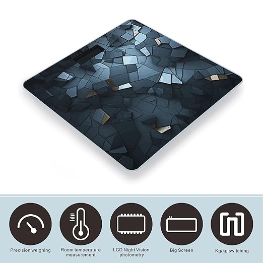 Gray Mosaic Weight Scale Digital Electronic Scales Bathroom Scale Larg LCD Backlight Display High Precisio MeasurementsTempered Glass