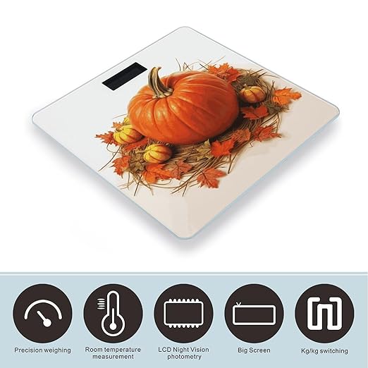 Fall Pumpkin Bathroom ScaleHighly Accurate Digital Weighing Machine for People Bright LED Display Weight Scale for The Aldult Home Use