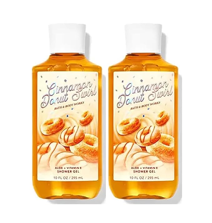 Bath &amp Body Works Cinnamon Donut Swirl Shower Gel Gift Sets 10 Oz 2 Pack (Cinnamon Donut Swirl) 20.0 Fl Oz