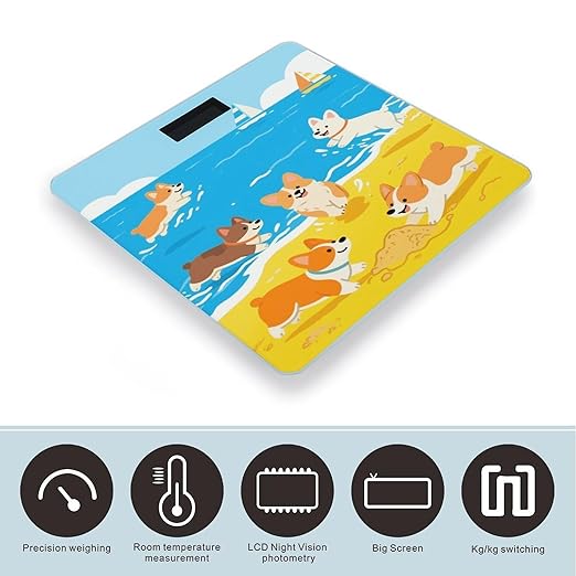 Cute Dogs Weight Scale Cute Bathroom Scale for Body Highly Accurate Digital Weighing Machine for People Compact LCD Display Scales with Sturdy Toughened Glass Scales