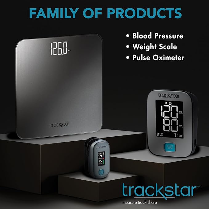 Trackstar Silver Digital Weight Scale | 440 lb Weight Capacity | Trackstar Monitoring App | Bluetooth iOS &amp Android Compatible | Measure Track and Share Results