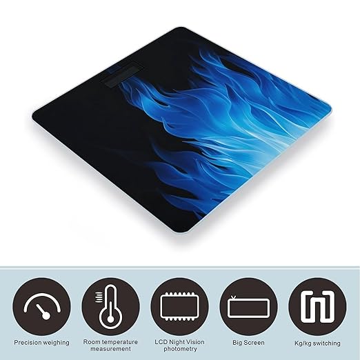 Blue Flame Bathroom Scale Automatic Power On/Off Body Scales LCD Backlight Display Square Digital Scale Rounded Corners Bathroom Scales for Home Bedrooms