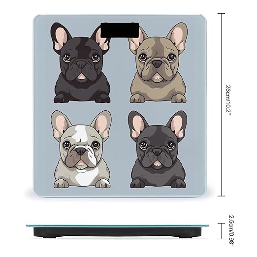 French Bulldog Scale with LCD Precision Weighing Scales Sturdy Tempered Glass Weight Scales Easy-to-Read Anti-Slip Weight Digital Bathroom Scale for Daily