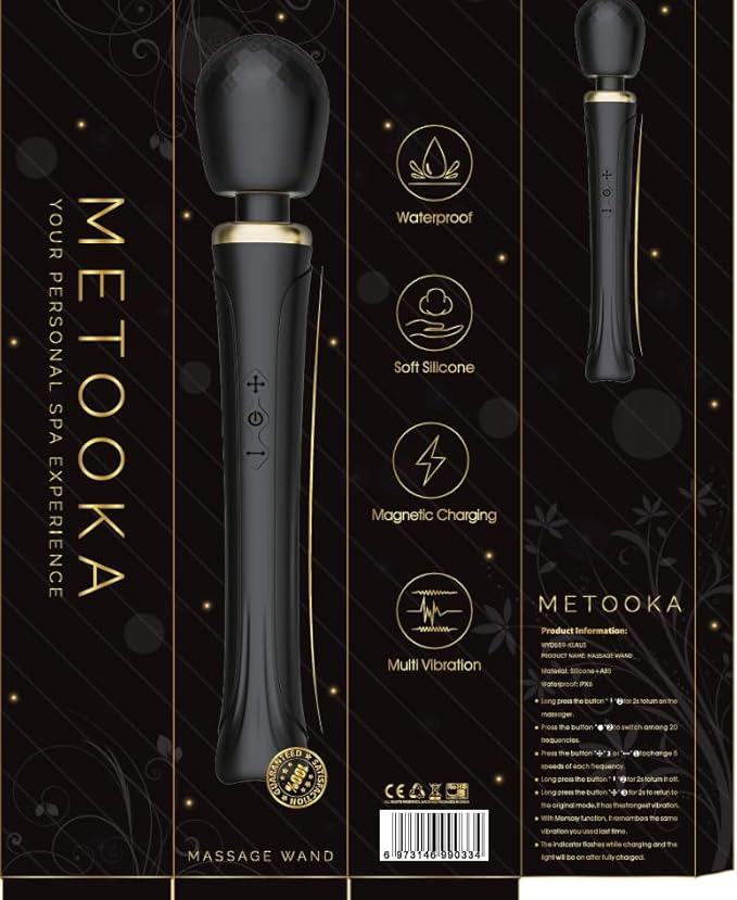 Therapeutic Cordless Massager - Powerful Massage Tool Handheld 8 Speeds 20 Patterns - Rechargeable Hand Massagers for Sore Muscles - Hand Held Massage Tool for Neck &amp Back