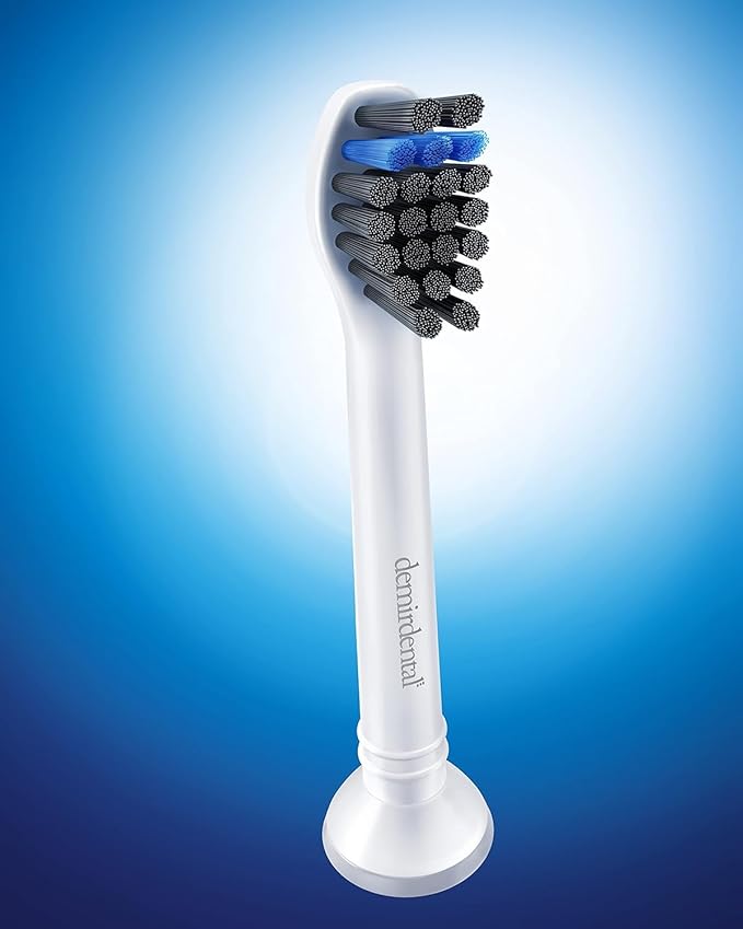 demirdental Charcoal Mini Hard Replacement Brush Heads Compatible with Philips Sonicare – Small Hard Brush Precision Cleaning - White - Replaces HX4088 – 8 Pack