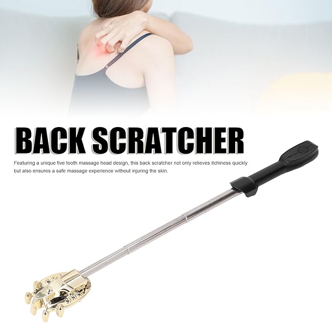 Hztyyier Electric Back Scratcher Extendable Massage Tool Black Portable Itch Relief for Home and Travel