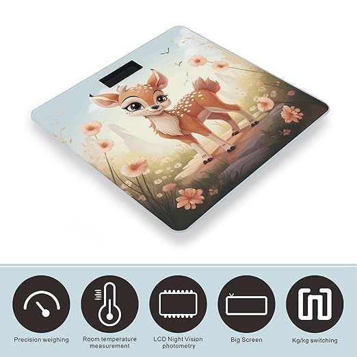 Lovely Deer Bathroom Scale for Body Weight Bathroom Weighing Scale with Backlit LCD Display Highly Accurate Measures Weight Up to 180kg