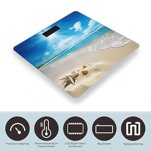 Bright Sunshine Summer Beach Weight Scale for Body Weight Digital Bathroom Scale High Capacity Accurate Digital Weighing Scales and Easy-to-Read on Backlit LCD Display Scales